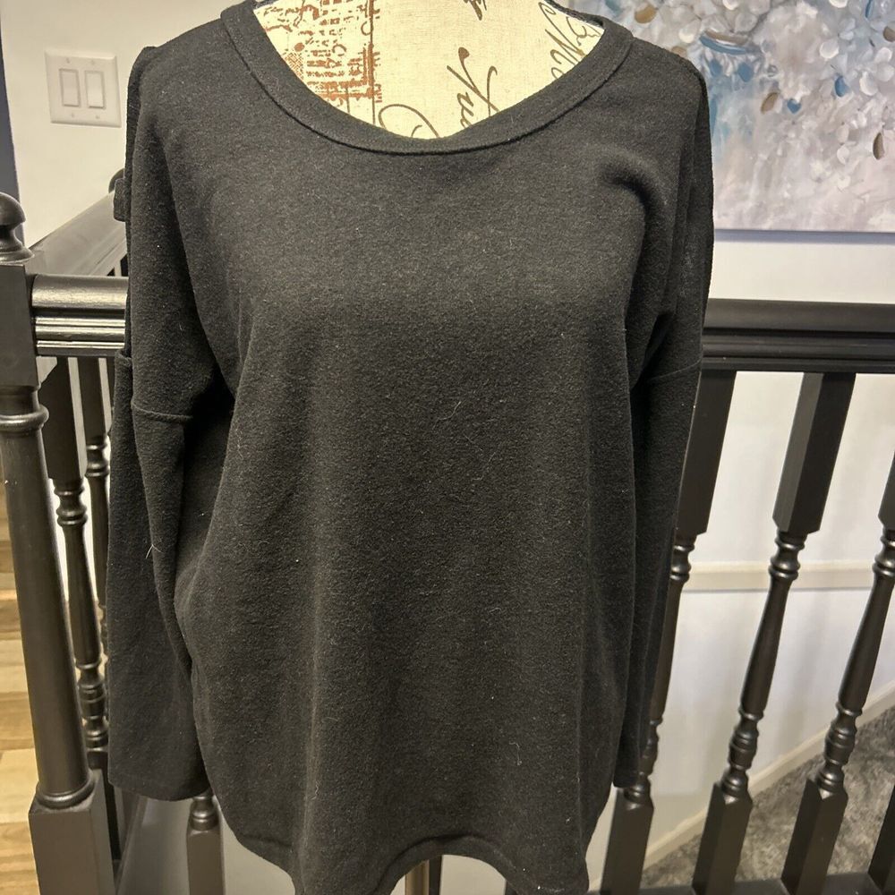A&I‎ Women's Large L Long Sleeve Sweater Shirt Black Knitted Pullover